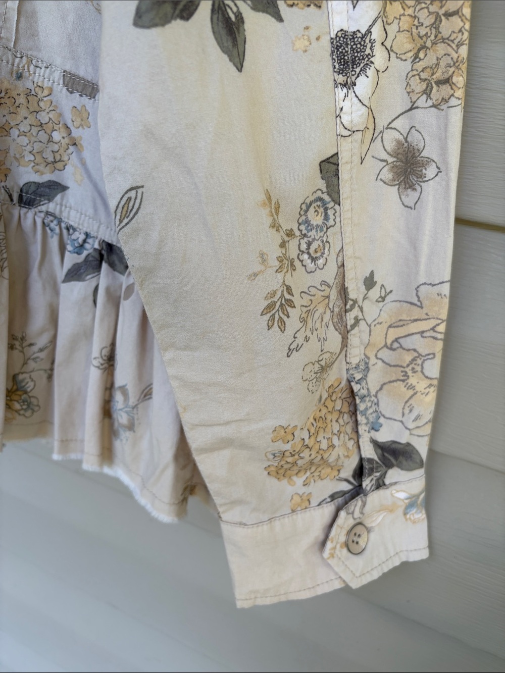 Democracy Floral Peplum Top/Lightweight Shacket Large - Picture 5 of 8